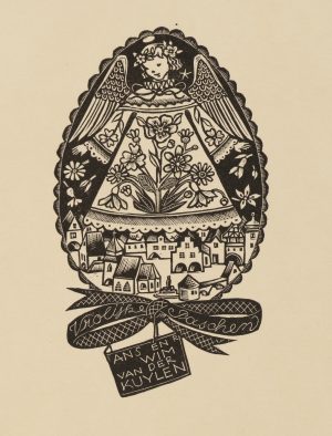 Ostergruß mit Engel und Stadt
