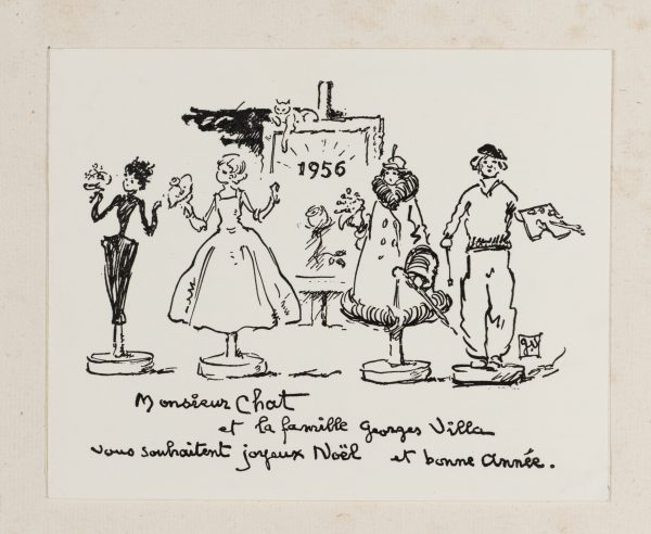 Aus der Sammlung „Mode aus vier Jahrhunderten": Neujahrsgruß mit Schaufensterpuppen