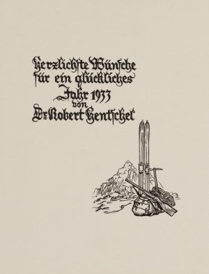 Neujahrsgruß 1933 mit Skiausrüstung