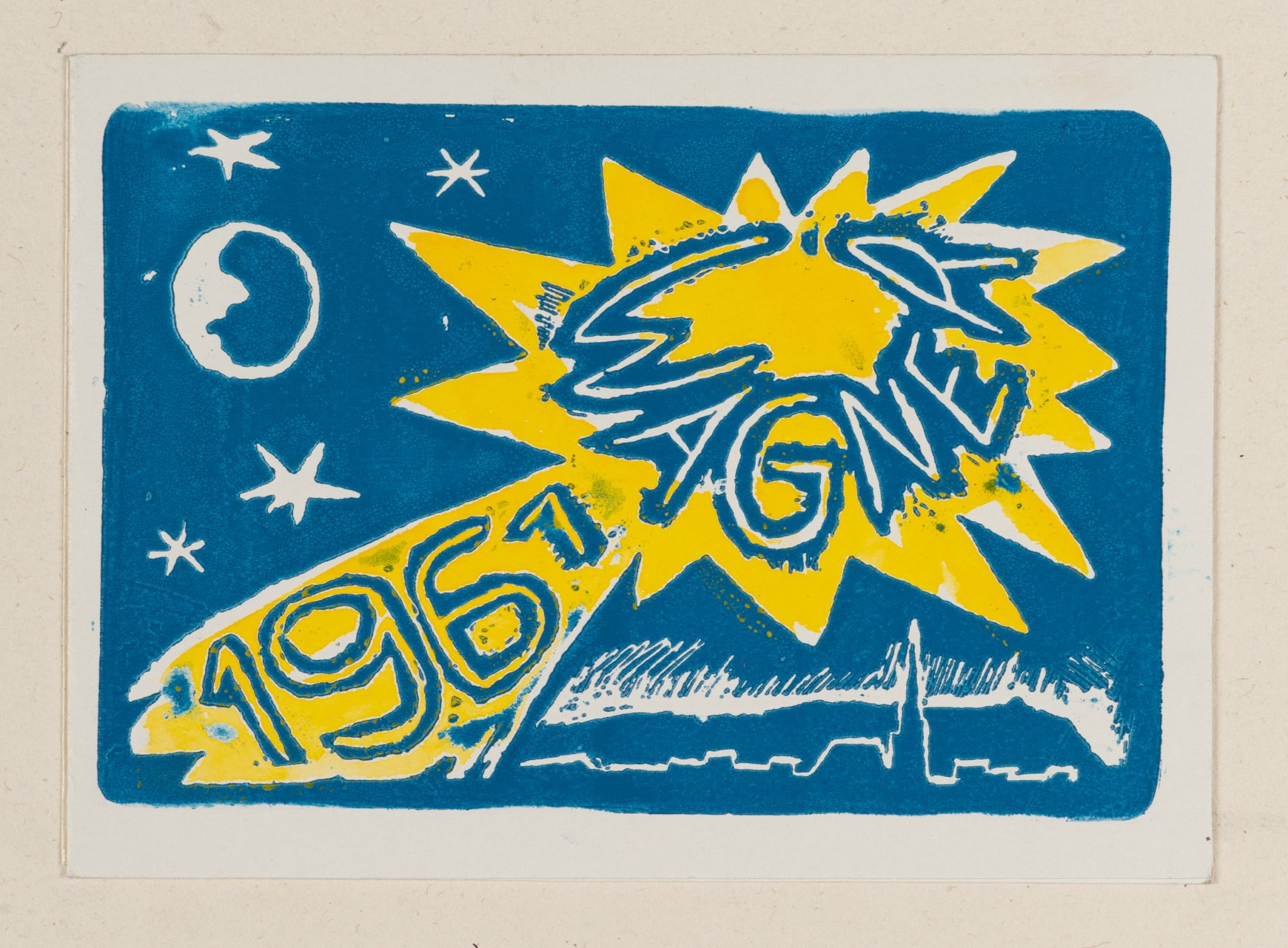 Neujahrskarte zum Jahr 1961 mit Stern