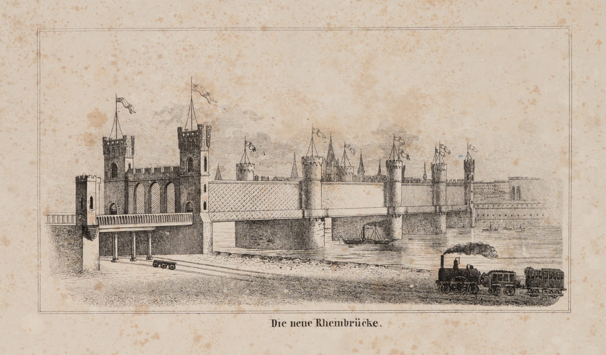 Rheinbrücke und Lokomotive
