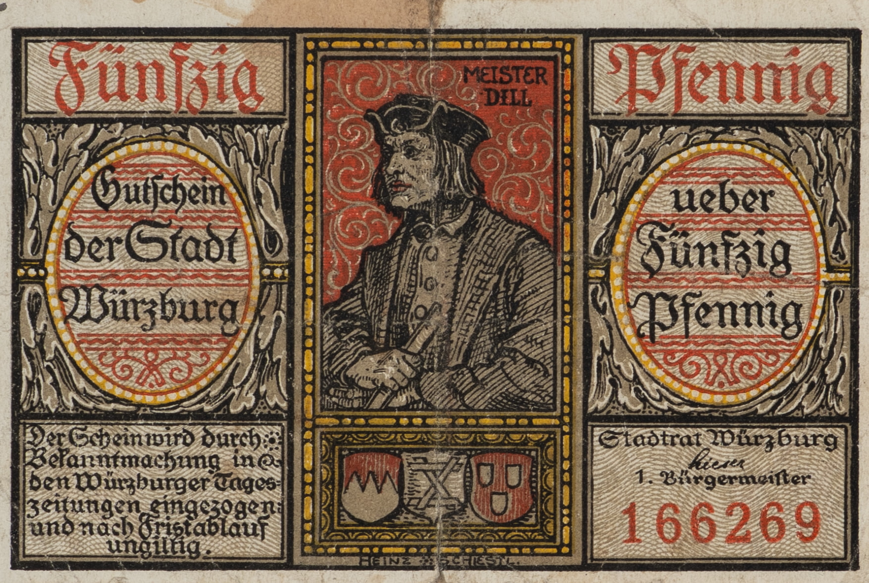 Fünfzig Pfennig. Würzburger Notgeld