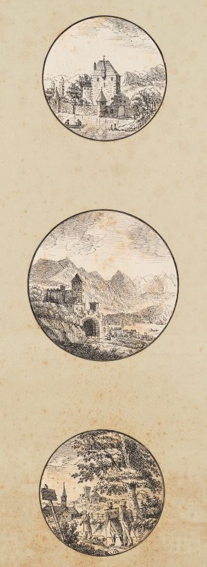 Drei Landschaftsmedaillons