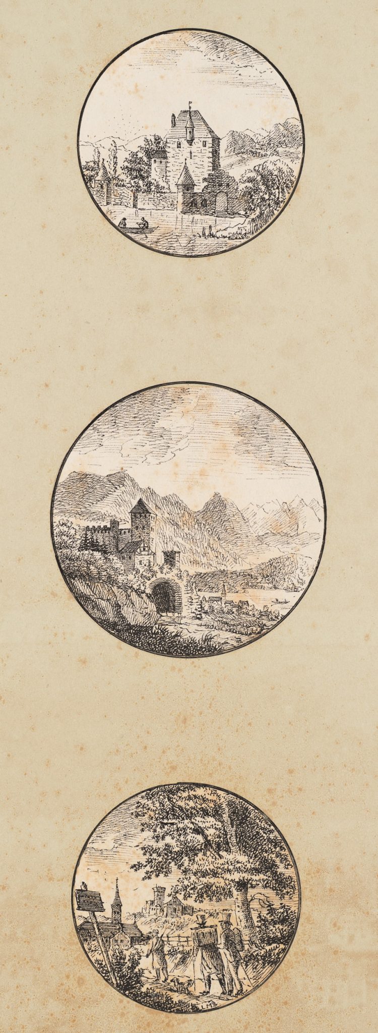 Drei Landschaftsmedaillons
