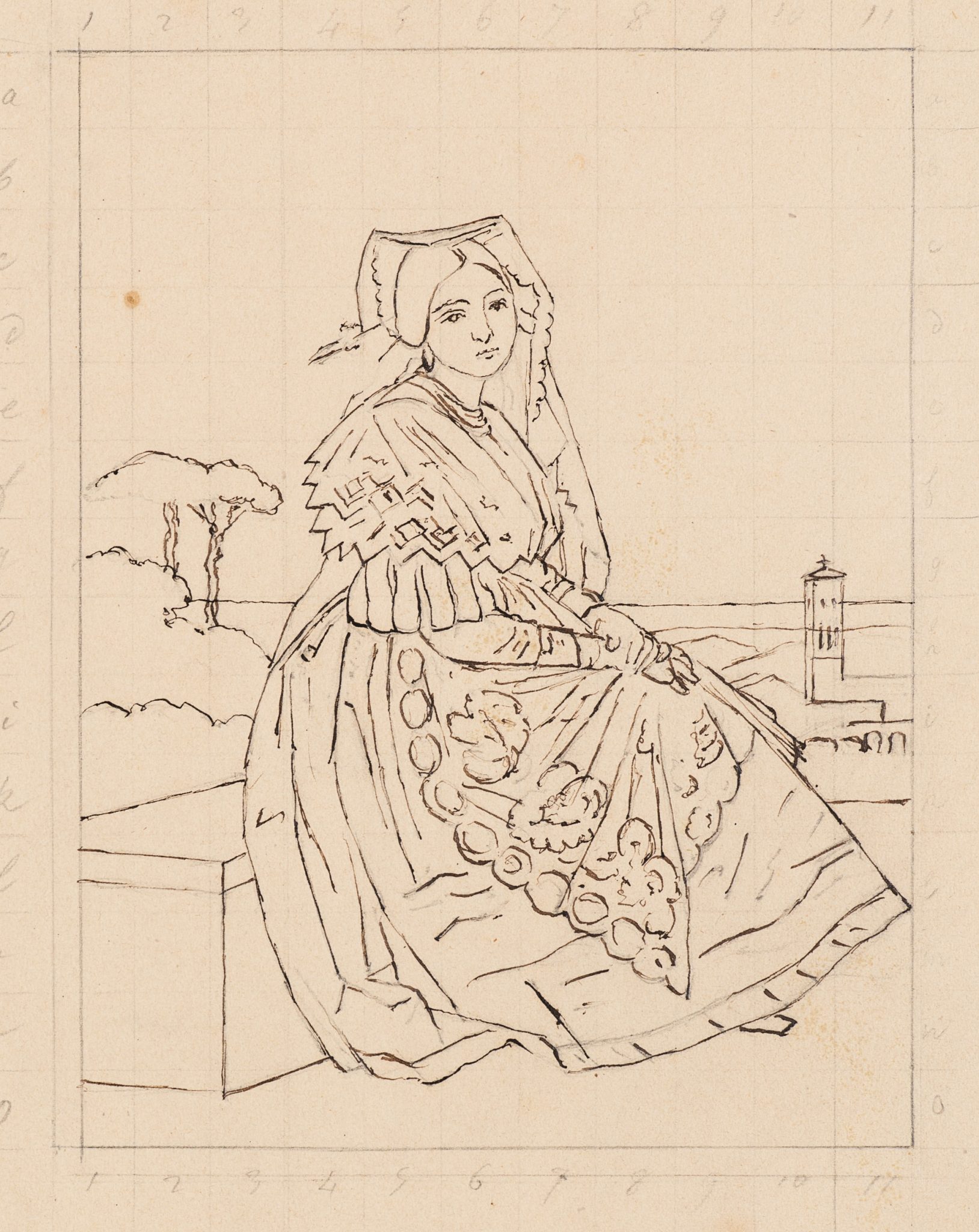 Sitzende Frau in Italien