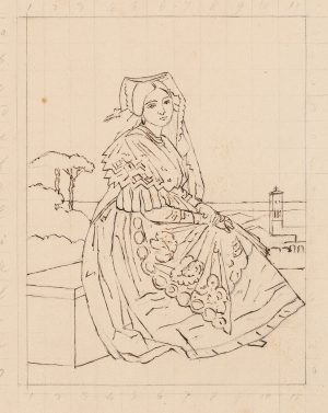 Sitzende Frau in Italien
