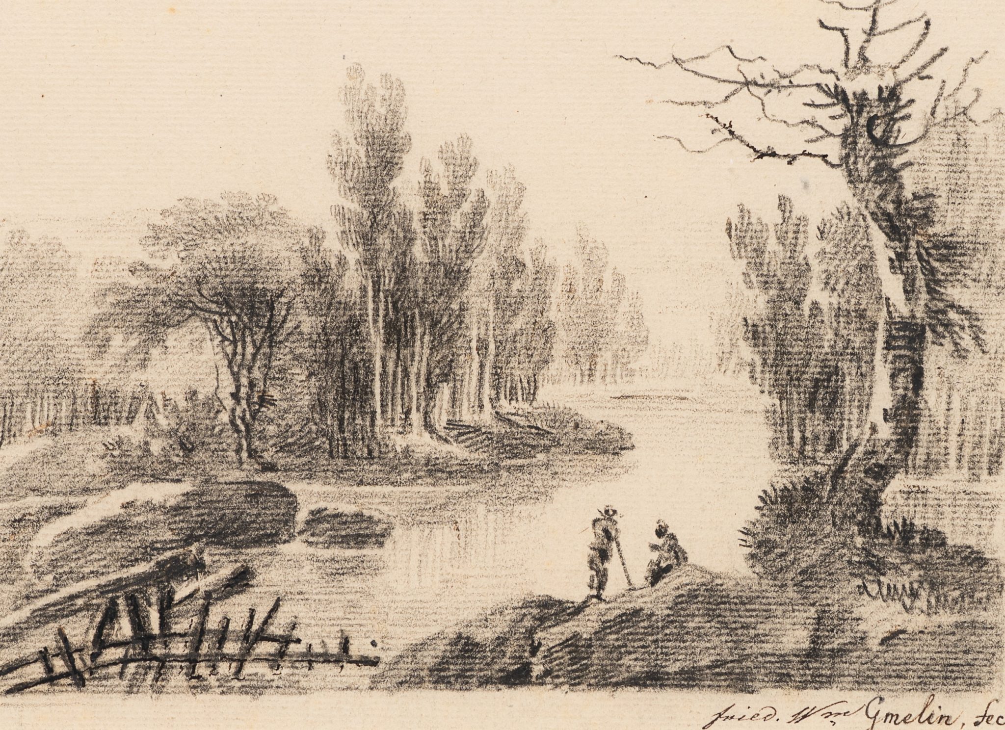 Flusslandschaft mit Figuren