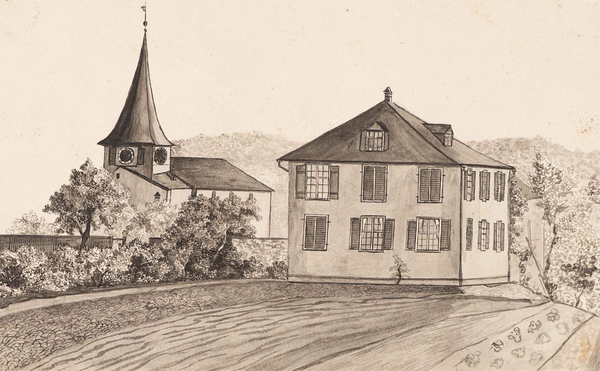 Ländliche Idylle mit Kirche