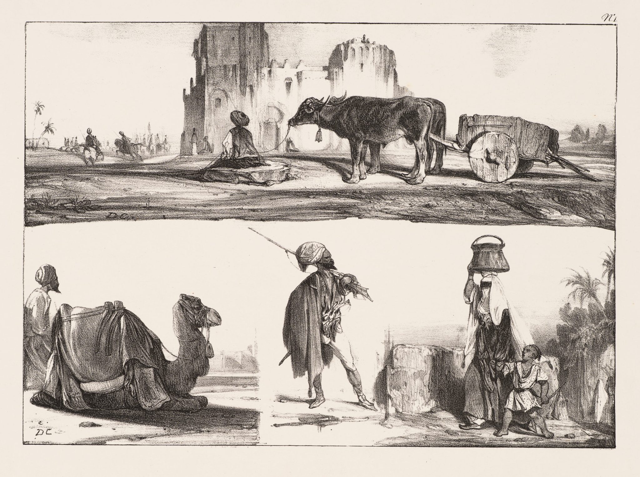 Orientalische Szenen in drei Feldern
