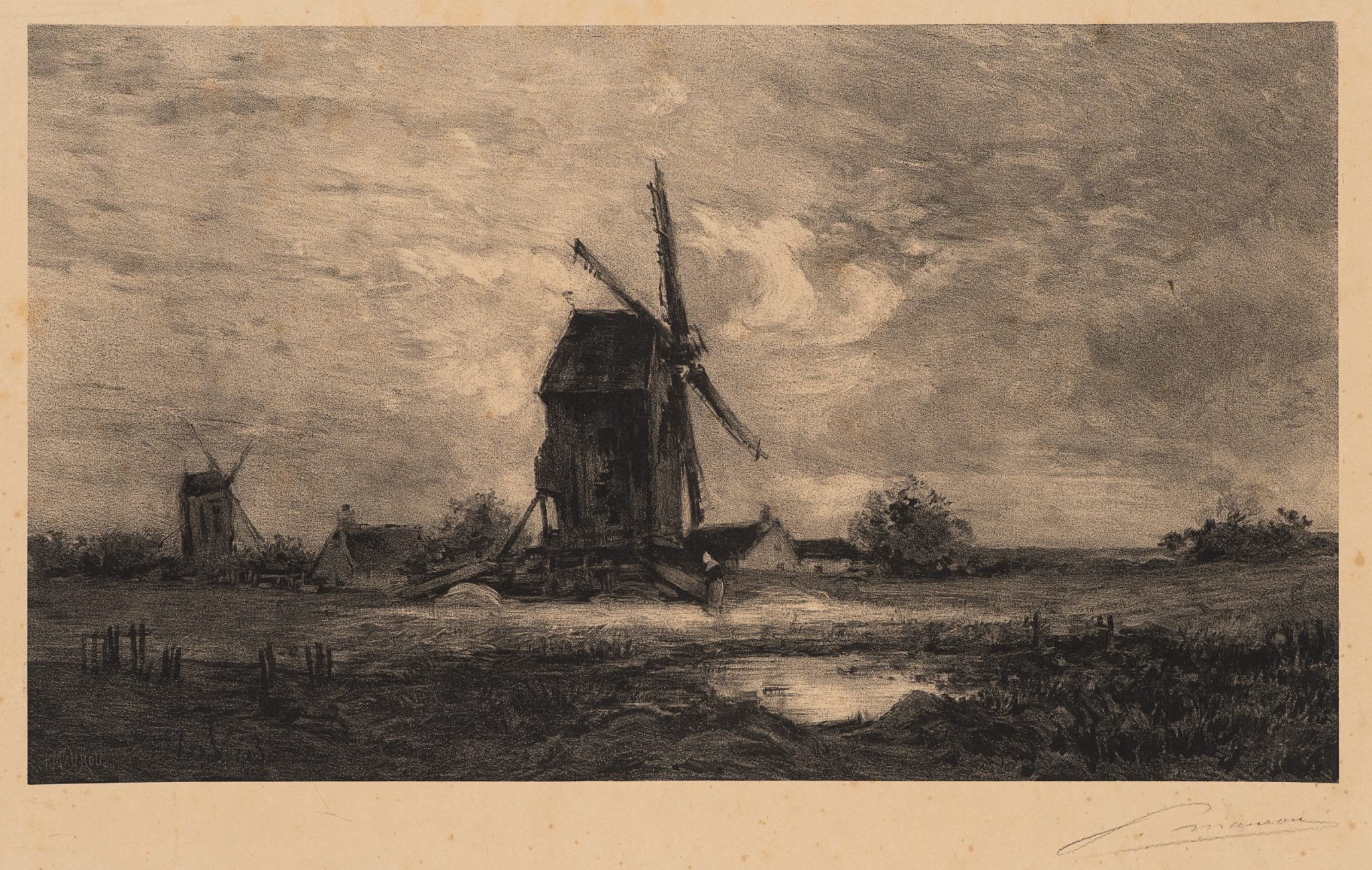 Windmühle in weiter Landschaft