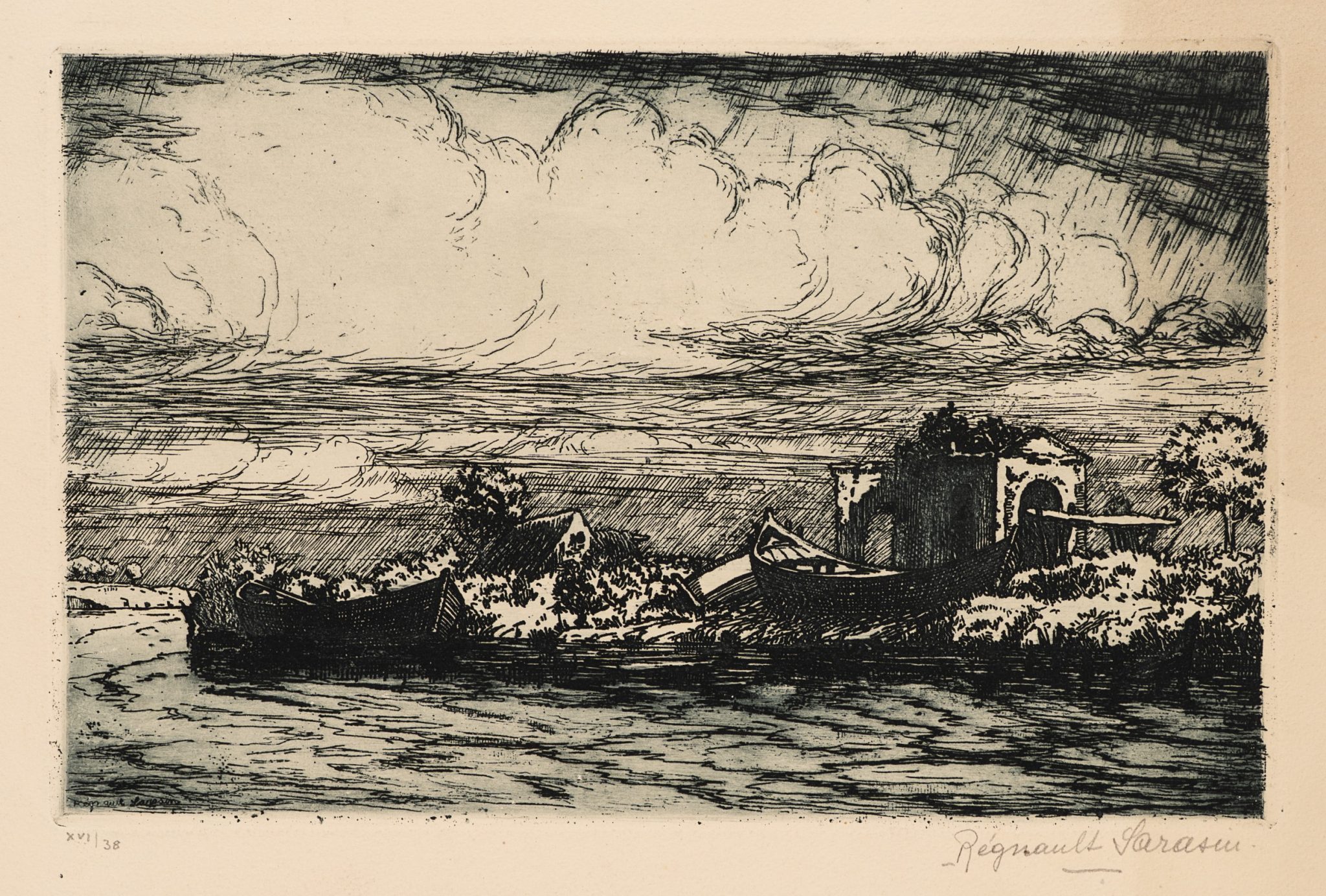 Küstenlandschaft mit Booten