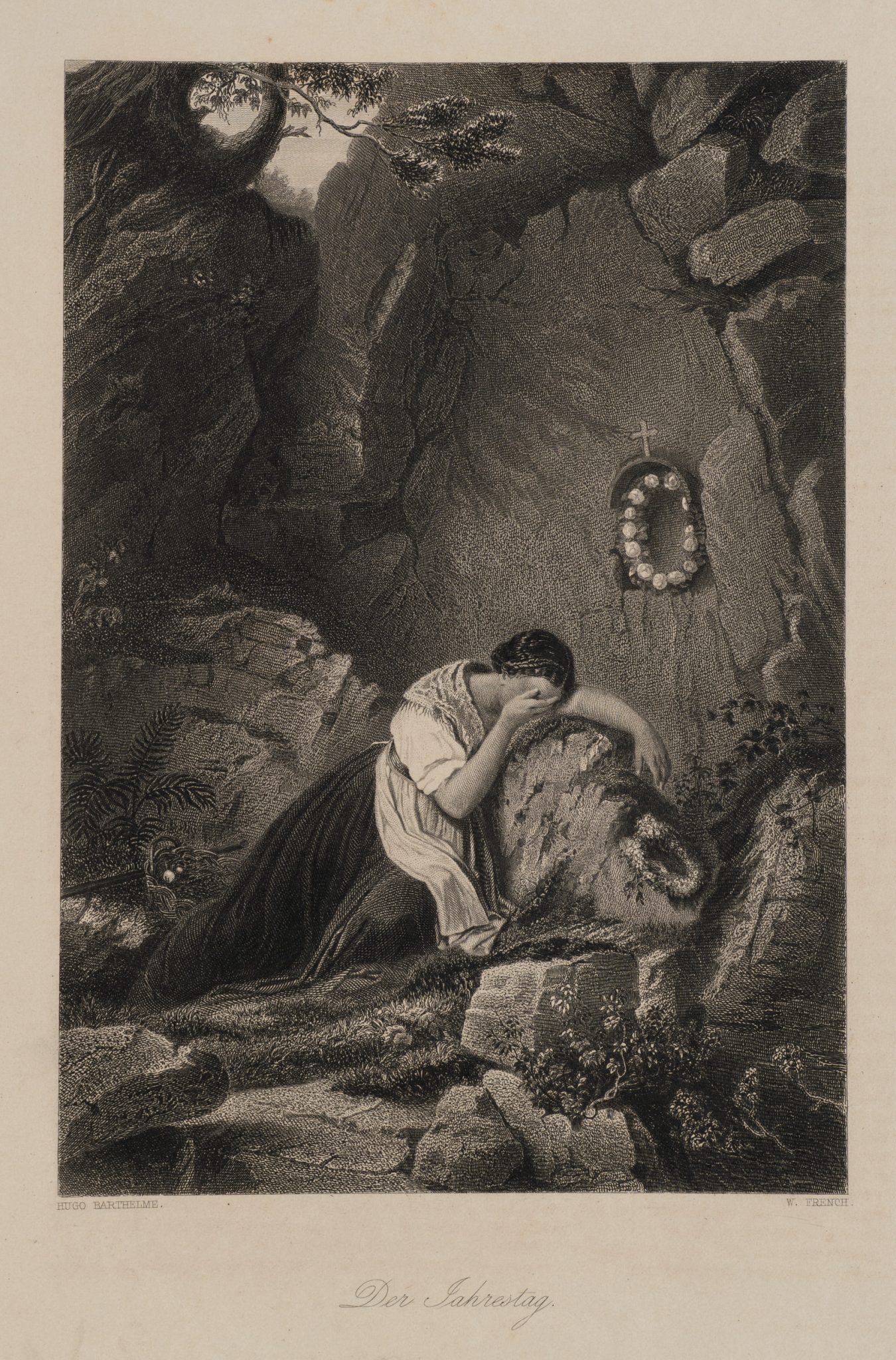 Die Trauernde am Grabstein