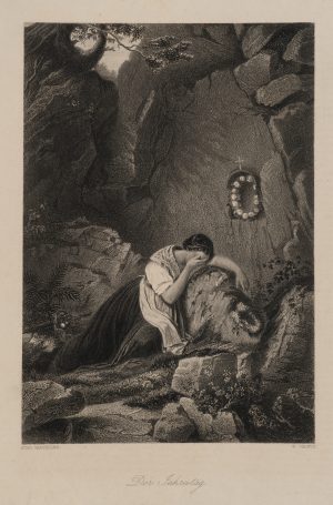 Die Trauernde am Grabstein