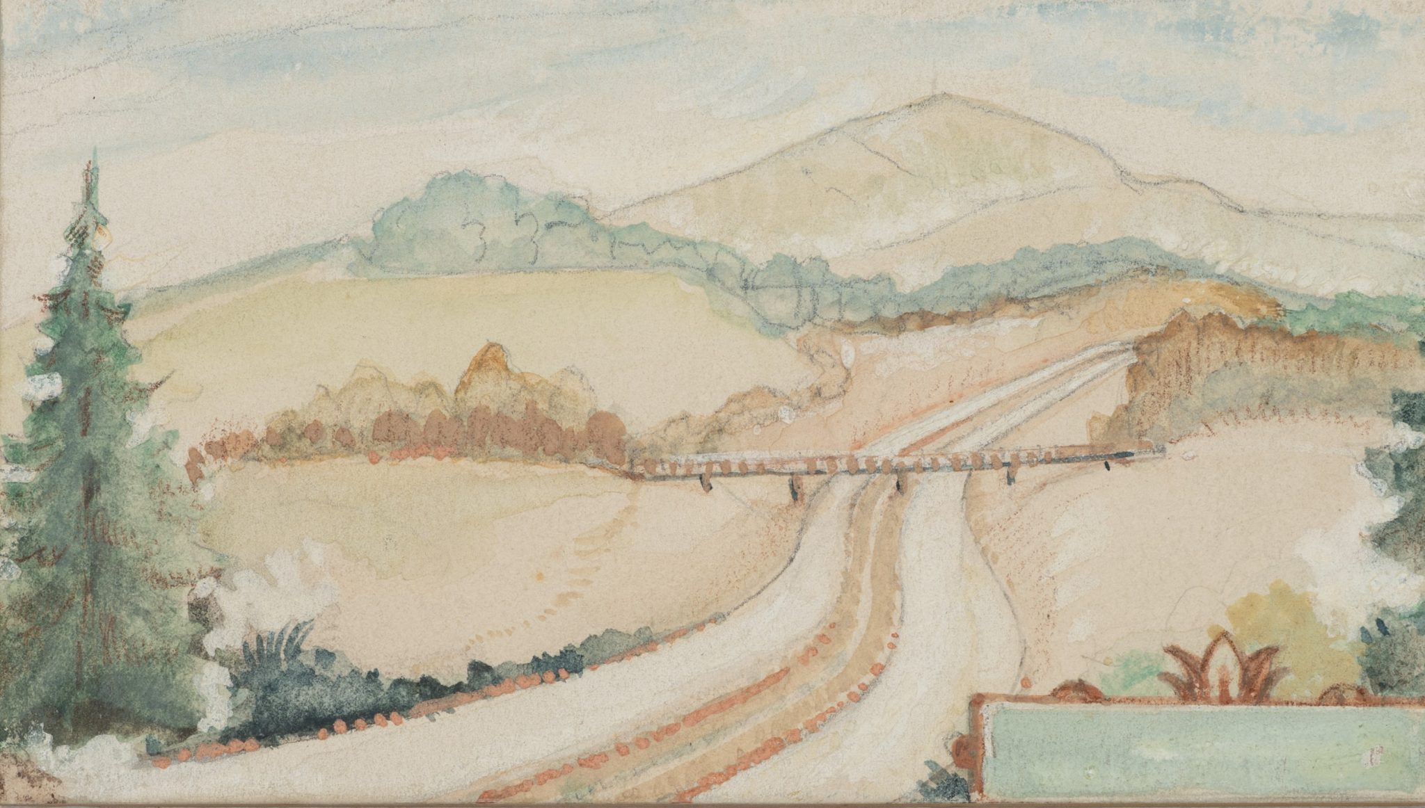 Landschaft mit früher Autobahn