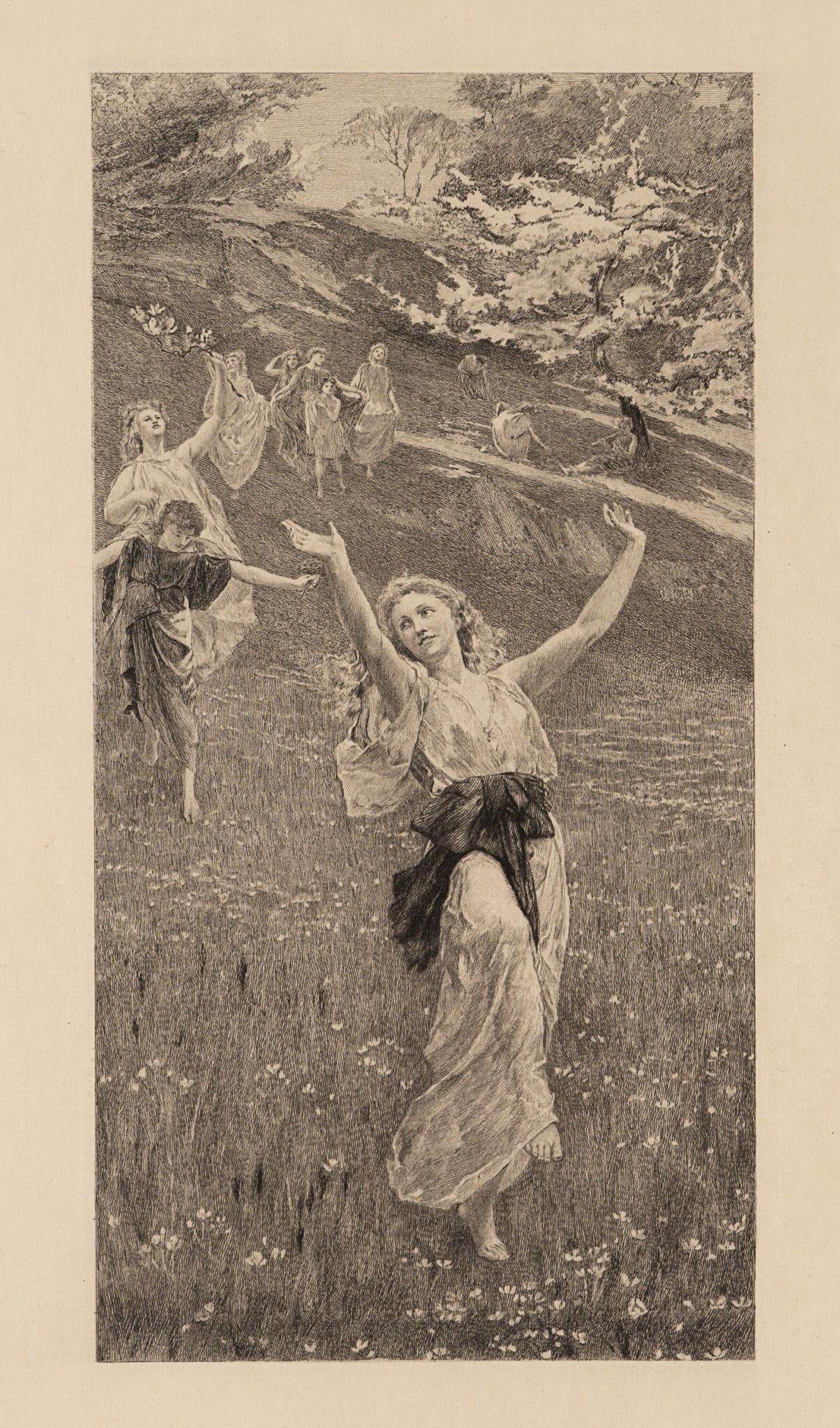 Tanzende Frauen auf Blumenwiese