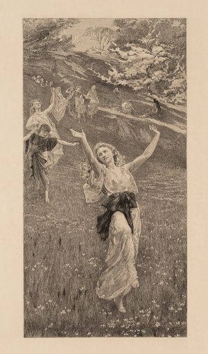 Tanzende Frauen auf Blumenwiese