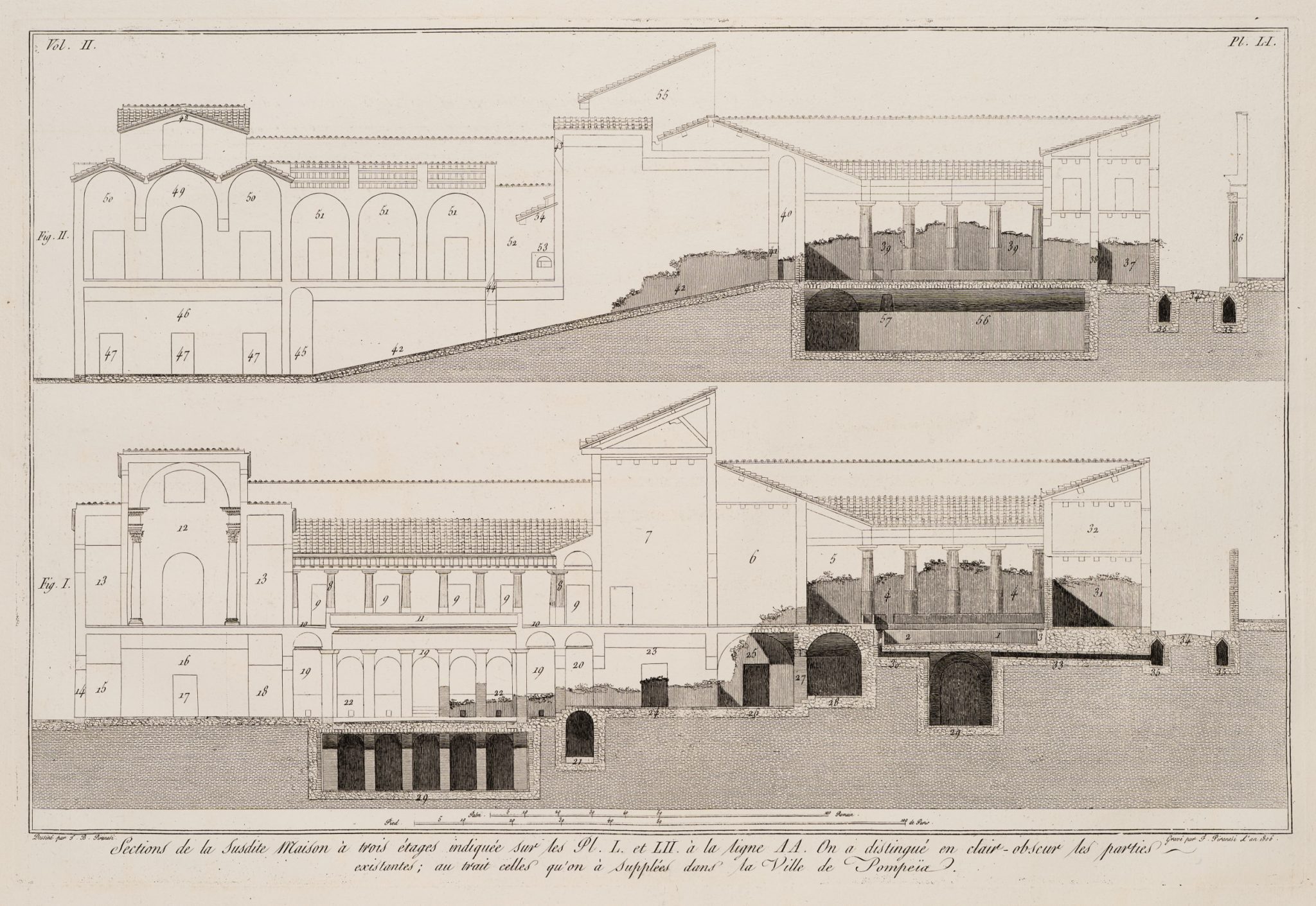 Architekturquerschnitt antiker Bauwerke