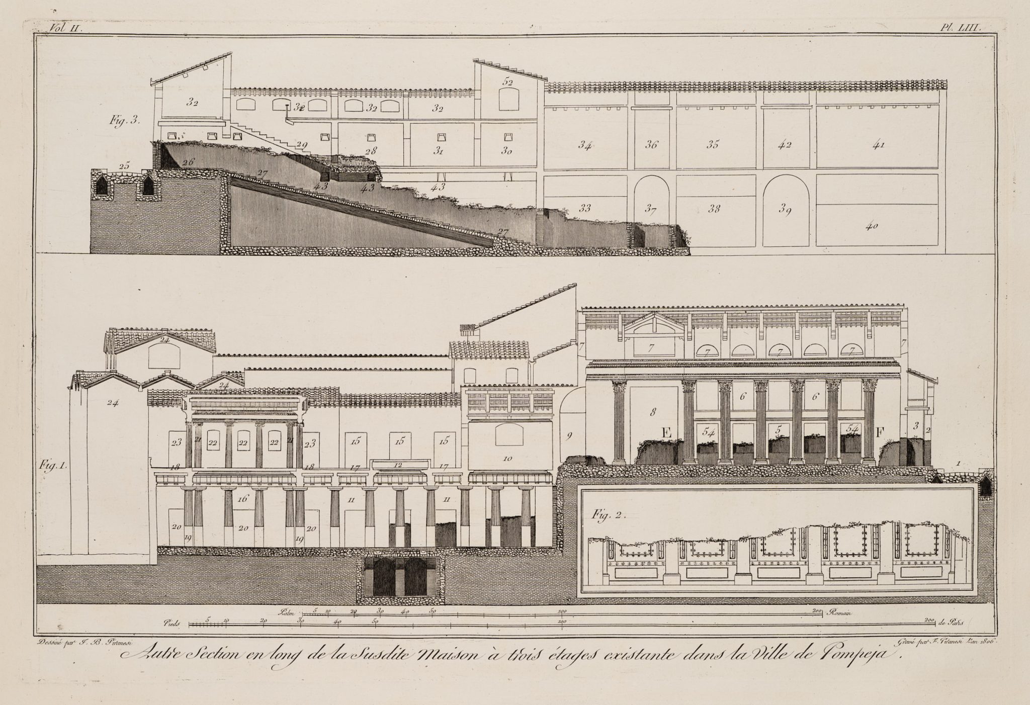 Architektonische Schnitte aus Pompeji