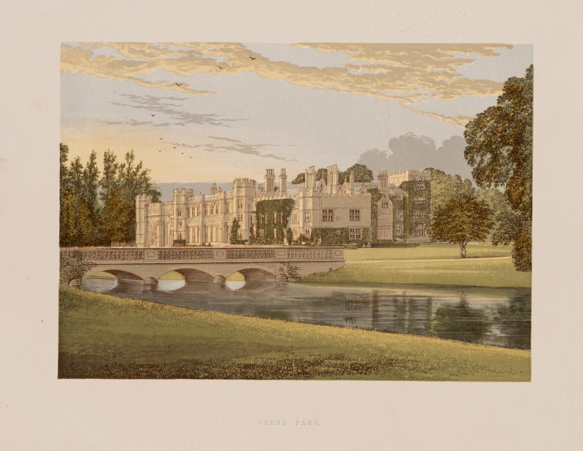 Deene Park mit Steinbrücke