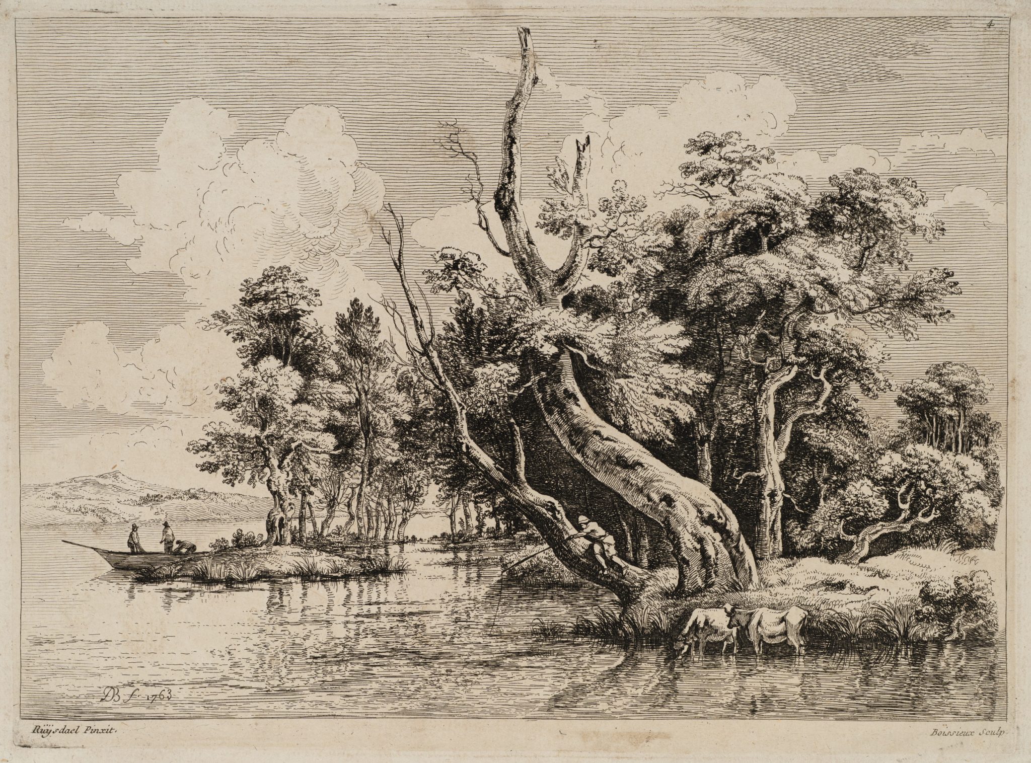 Flusslandschaft mit jungem Fischer