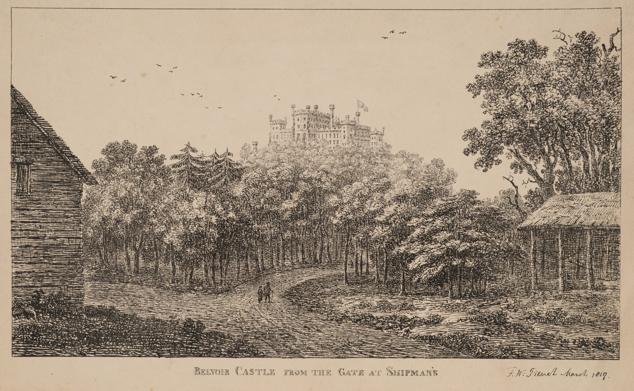 Belvoir Castle . Schlossblick im Wald