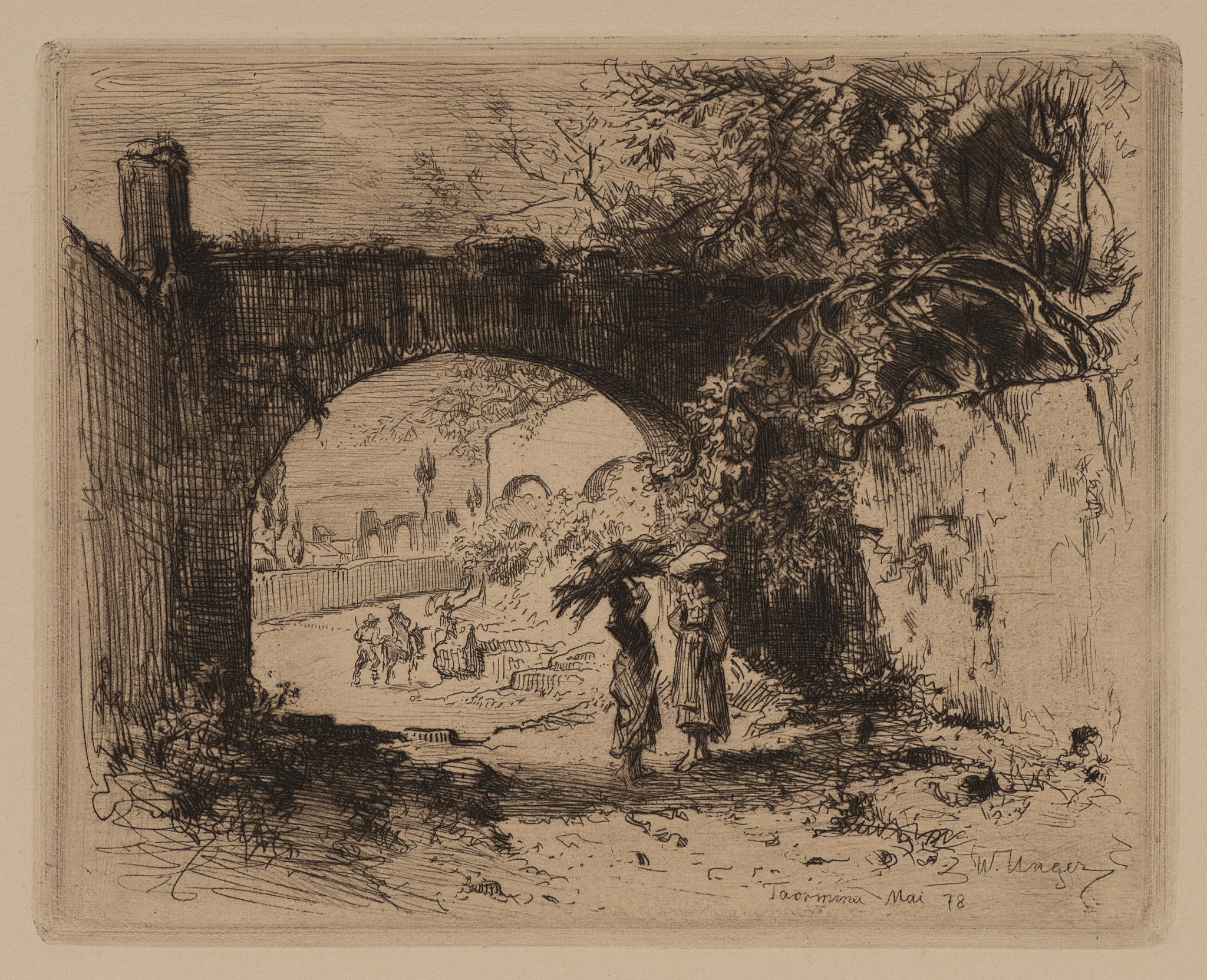 Wasserleitung. Aquädukt in Taormina