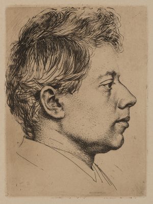 Peter Halm. Porträt im Profil. Probedruck