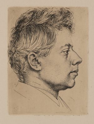 Peter Halm. Porträt im Profil. Probedruck 2