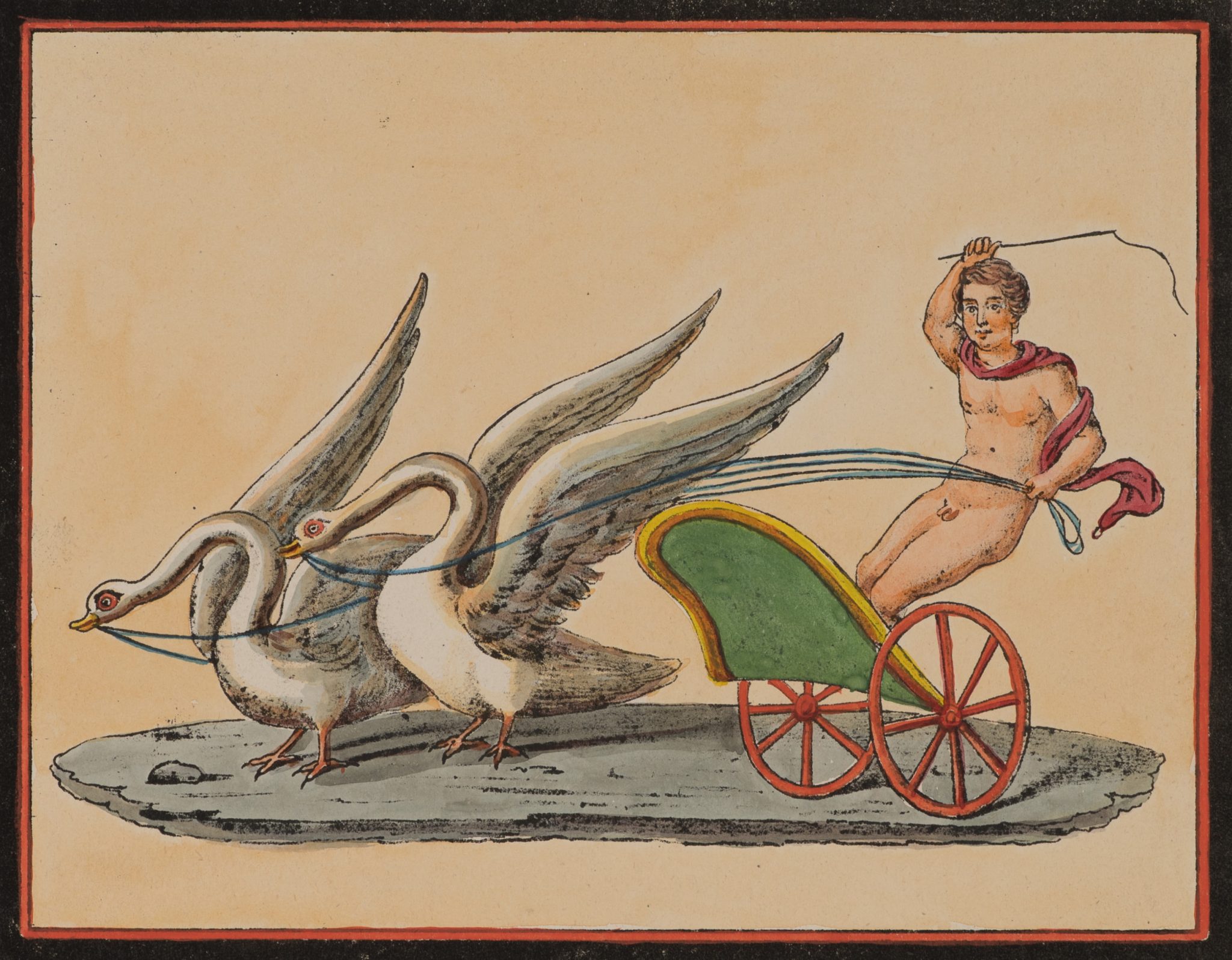 Wagenlenker mit Schwanengespann