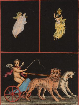Putto mit Löwenwagen