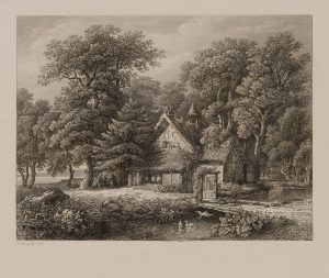 Ländliches Idyll mit Fluss und Hütte
