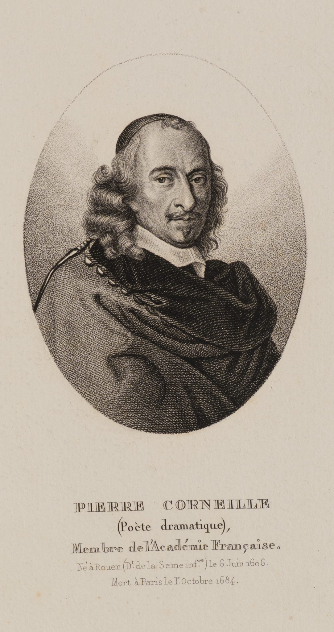 Porträt des Pierre Corneille in ovalem Rahmen