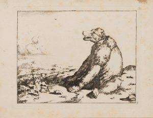 Sitzender Bär in der Landschaft
