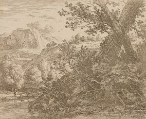 Landschaft mit Fluss und Baum