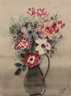 Anemonen und Fuchsien in Vase