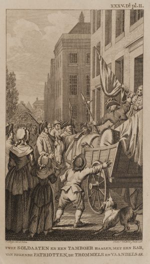 Patriotische Straßenszene mit Soldaten