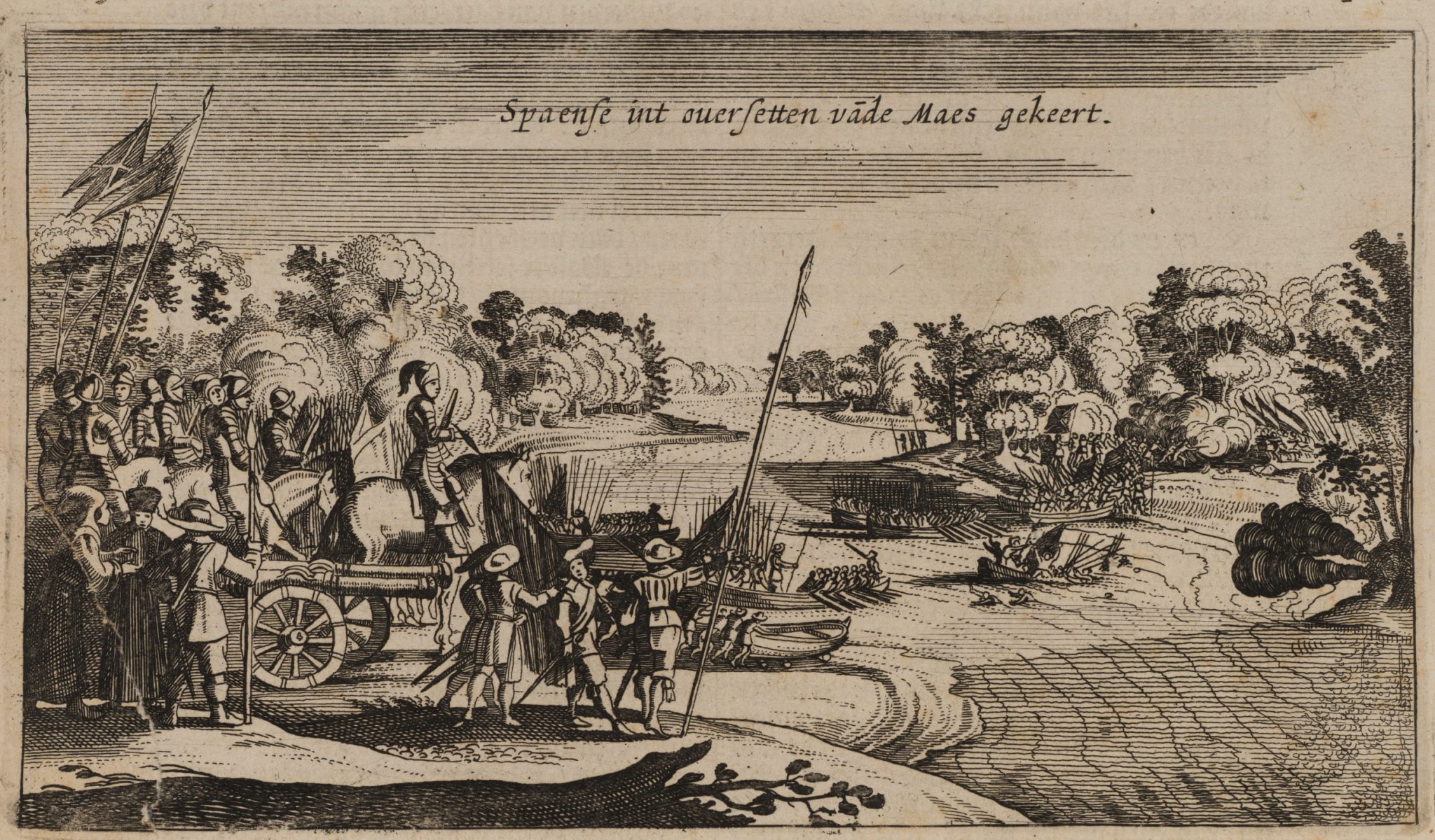 Spanische Soldaten überqueren die Maas 1632