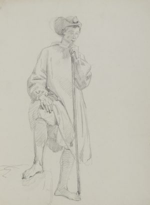 Stehende Figur mit Stab