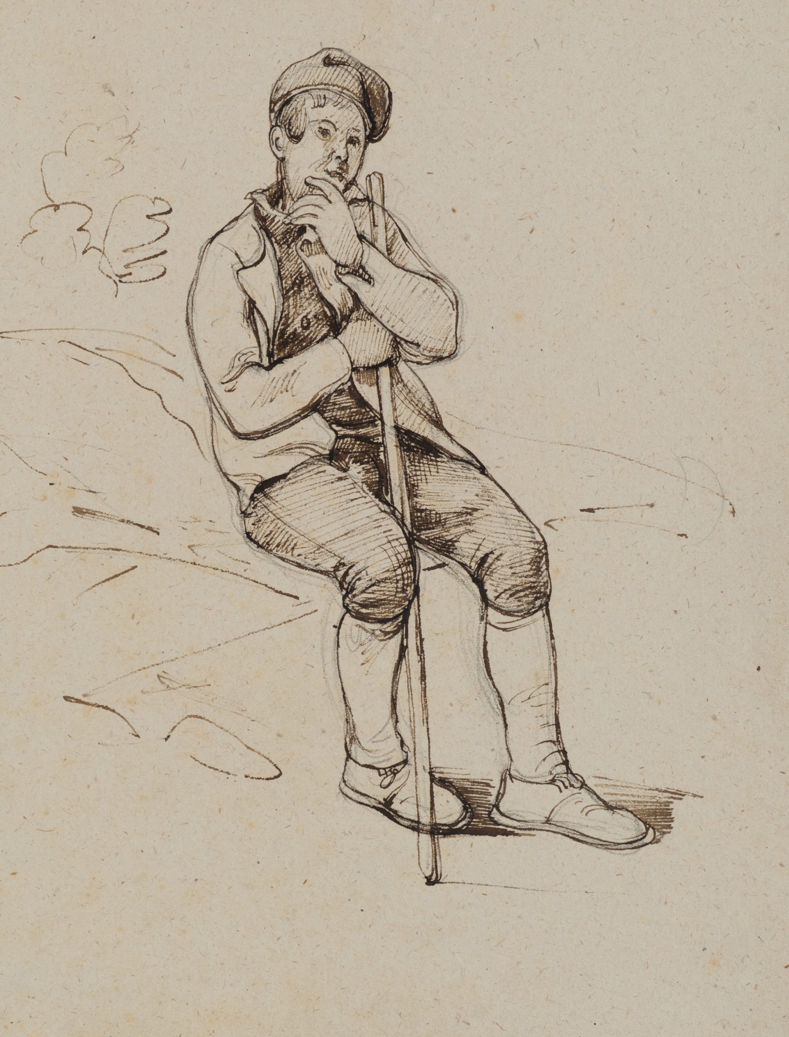Junger Mann auf Felsen