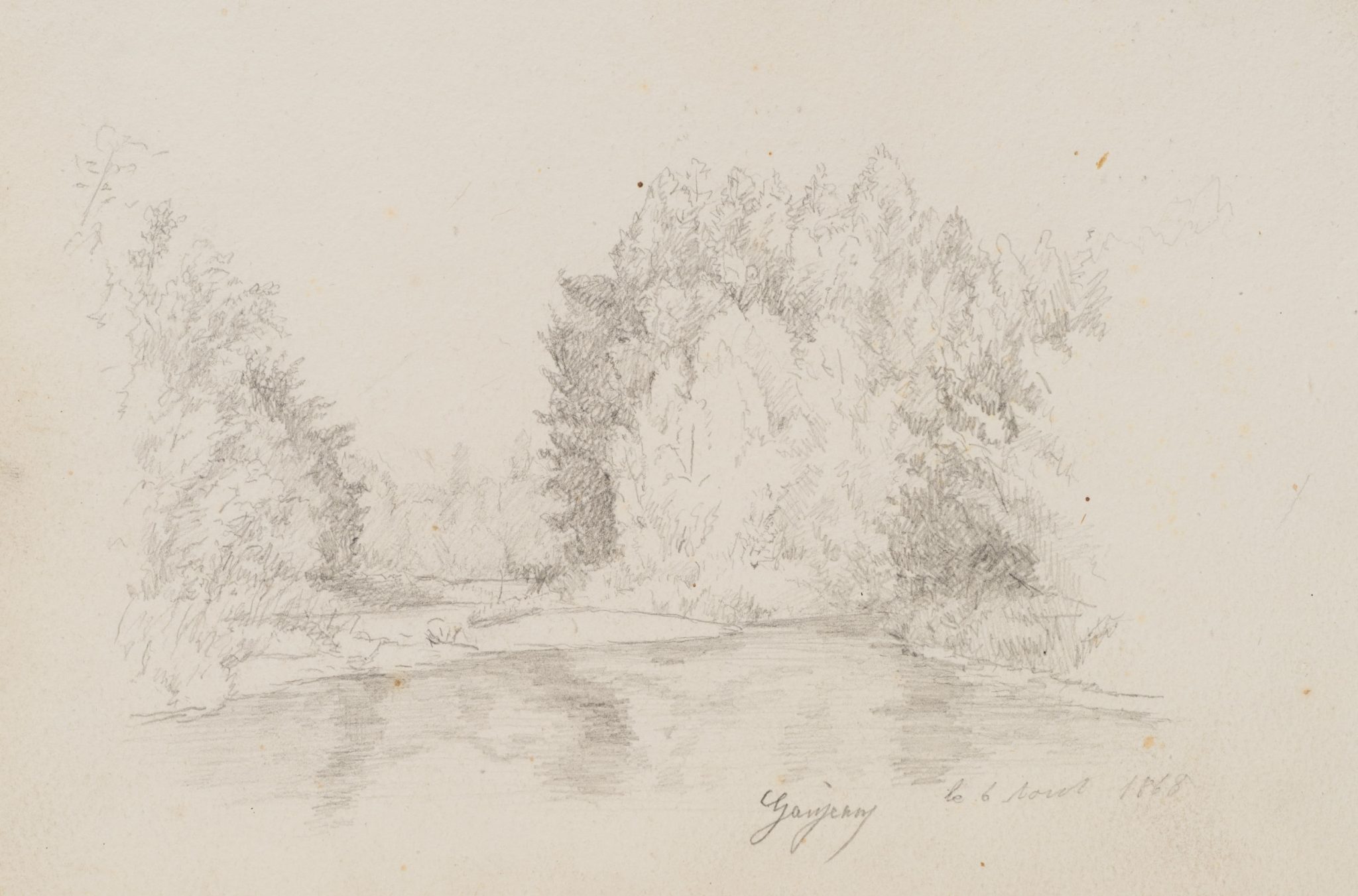 Flussufer mit Baumgruppen