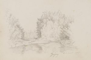 Flussufer mit Baumgruppen