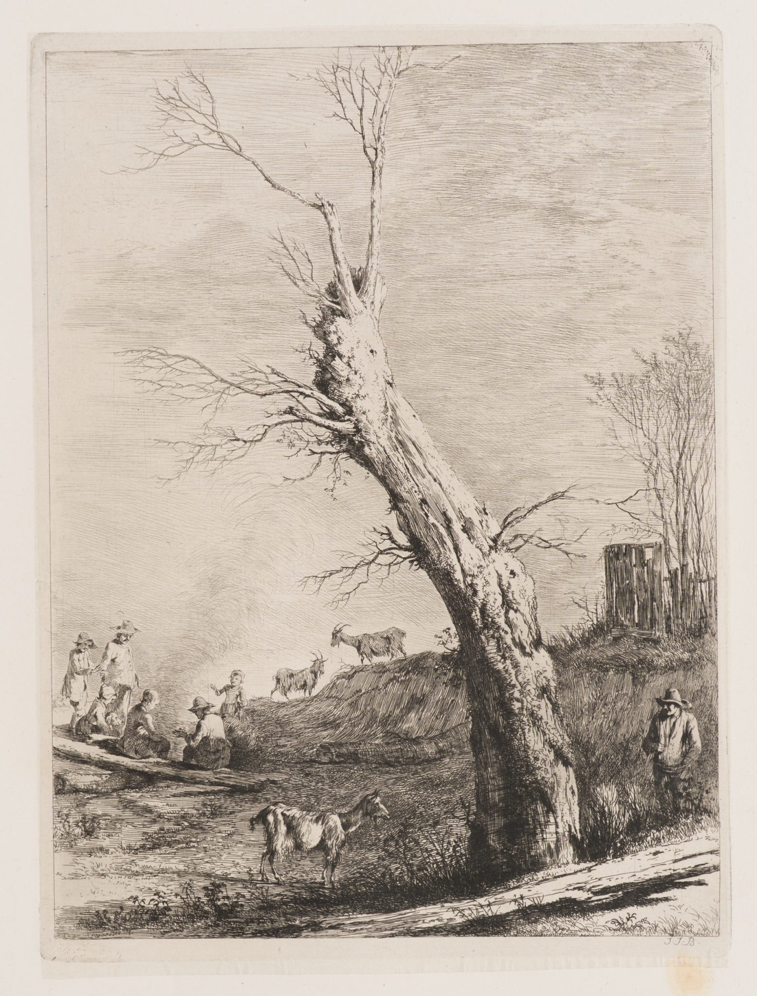 Winter. Szene mit dürrem Baum