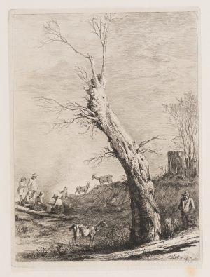 Winter. Szene mit dürrem Baum