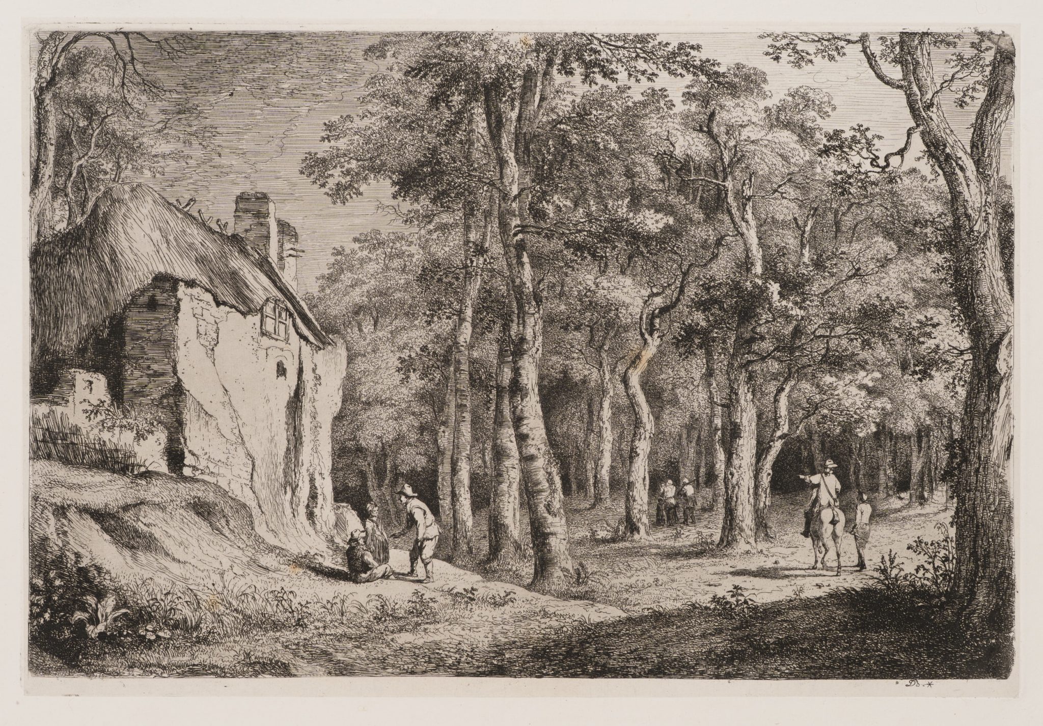 Waldlandschaft mit Hütte