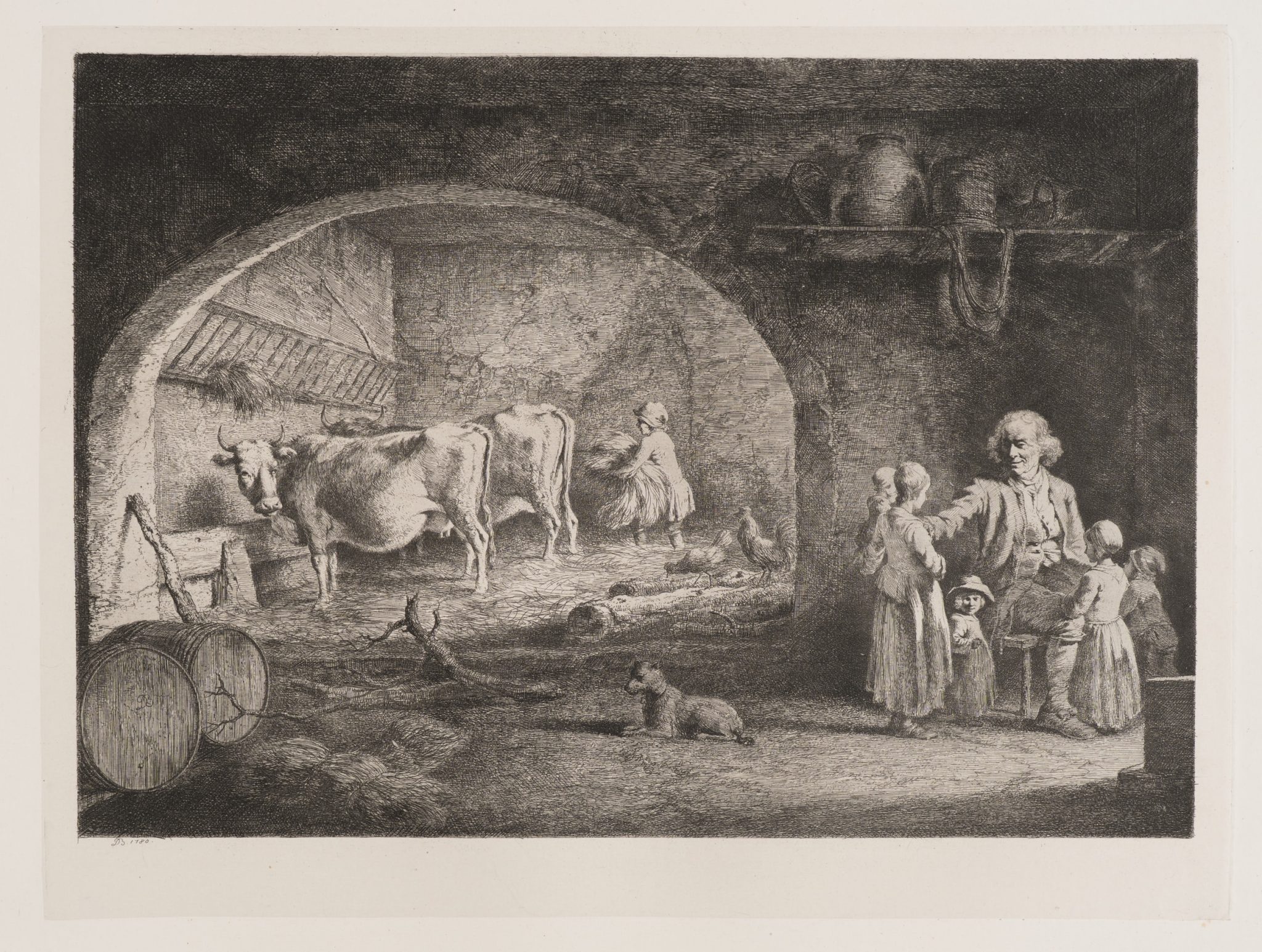 Bauernfamilie im Stall