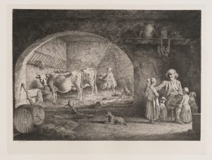 Bauernfamilie im Stall