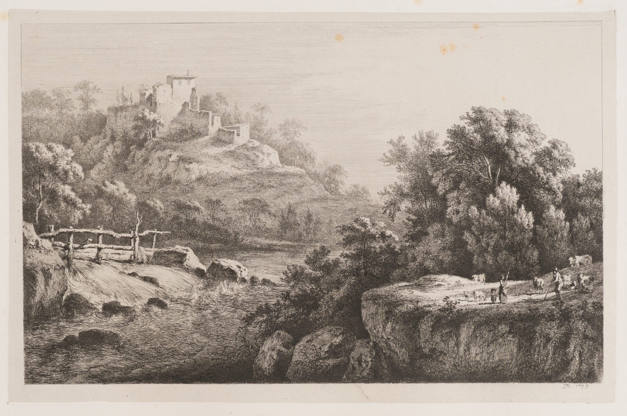 Flusslandschaft mit Burgruine