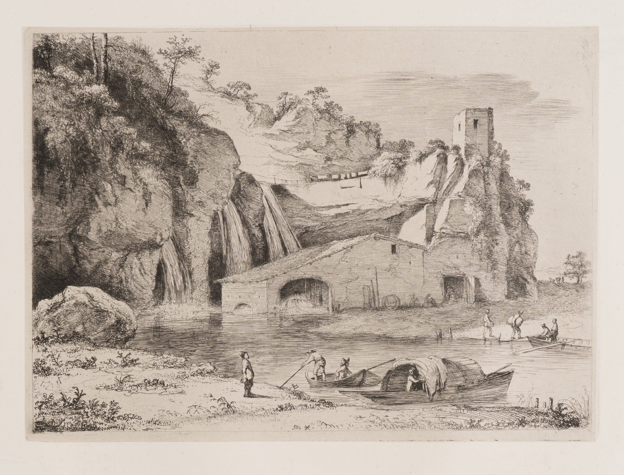 Flusslandschaft mit Mühle
