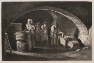 Küfer im Weinkeller
