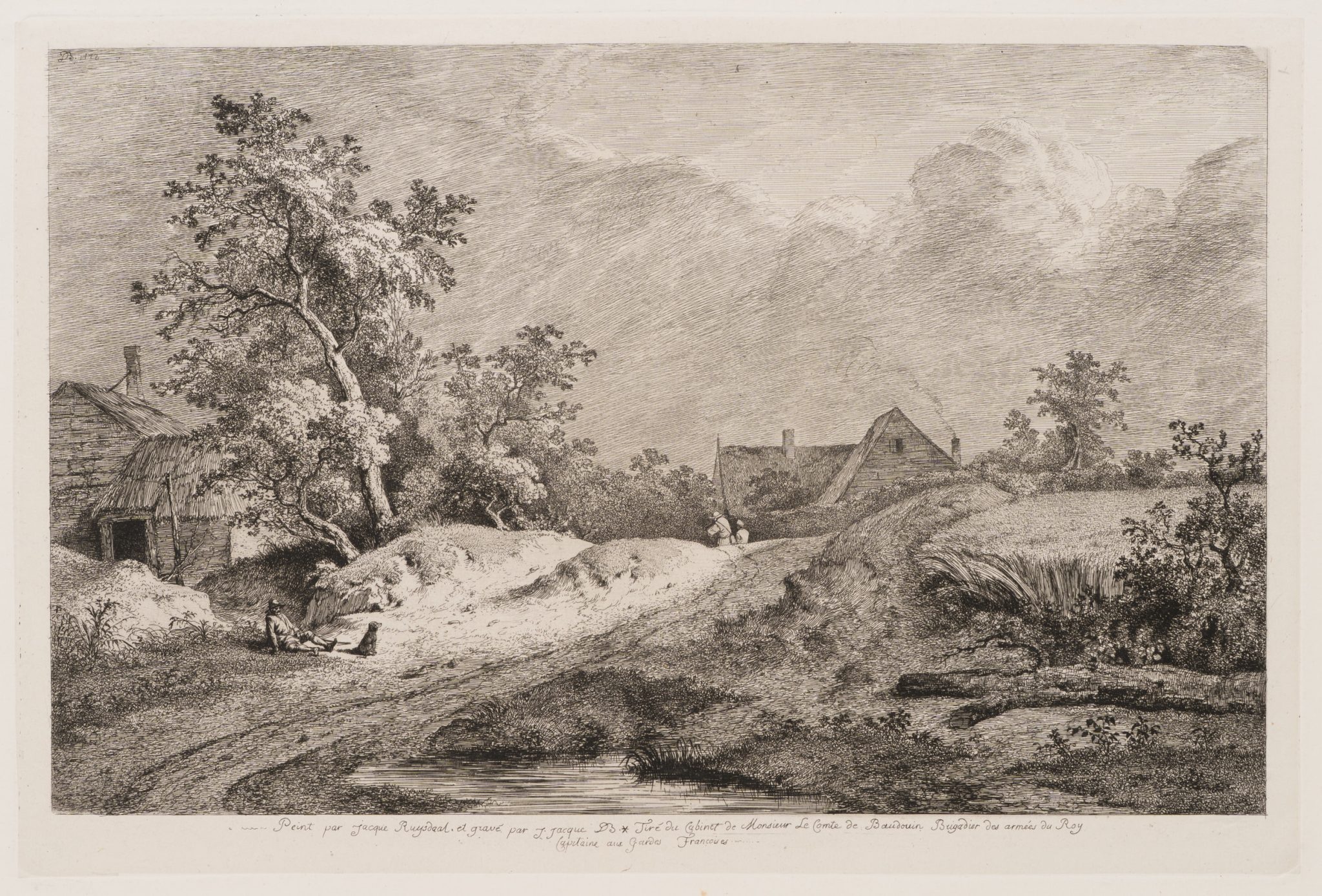 Ländliche Landschaft mit Gehöft und Kornfeld